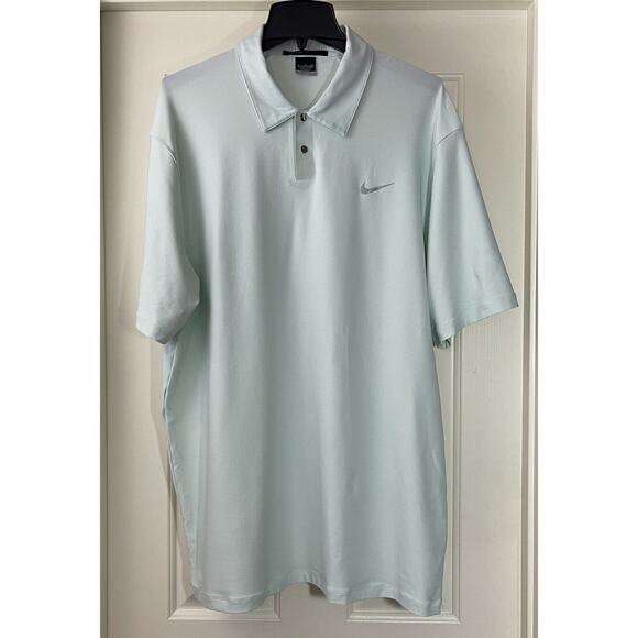 Tiger Woods Nike Polo Performance Golf Shirt Mens XL Light Green Dri Fit Snap Up - Picture 1 of 10